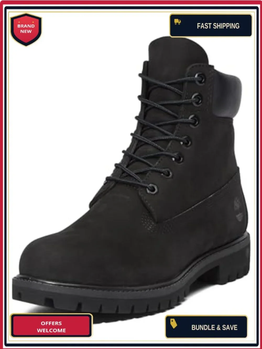 Men's Waterproof Hiking Boots Premium Leather Lace-Up Durable Rubber Sole Ankle